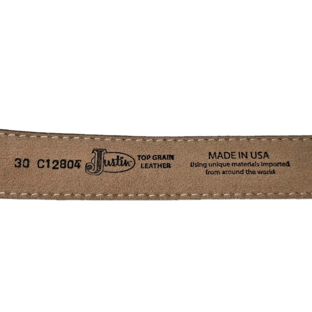 NWT Justin Size 30 Top Grain Leather‎ Belt American Flag Made In USA
